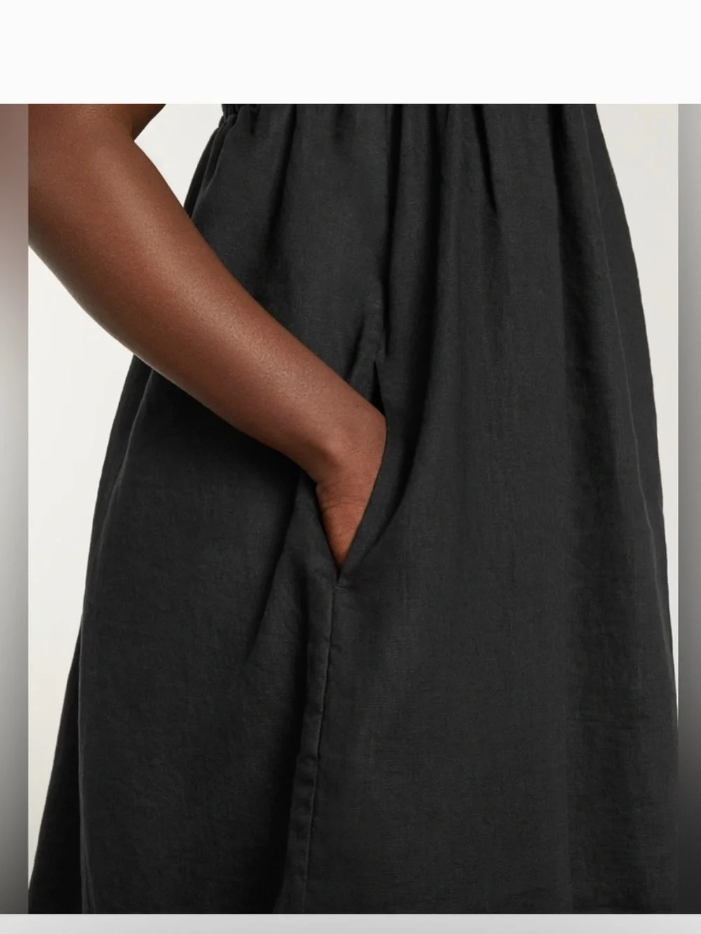 Everlane The Smocked Linen Dress in‎ Black Size: XS